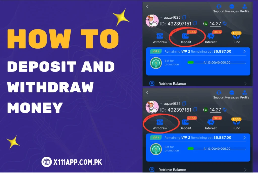 how to deposit and withdraw
